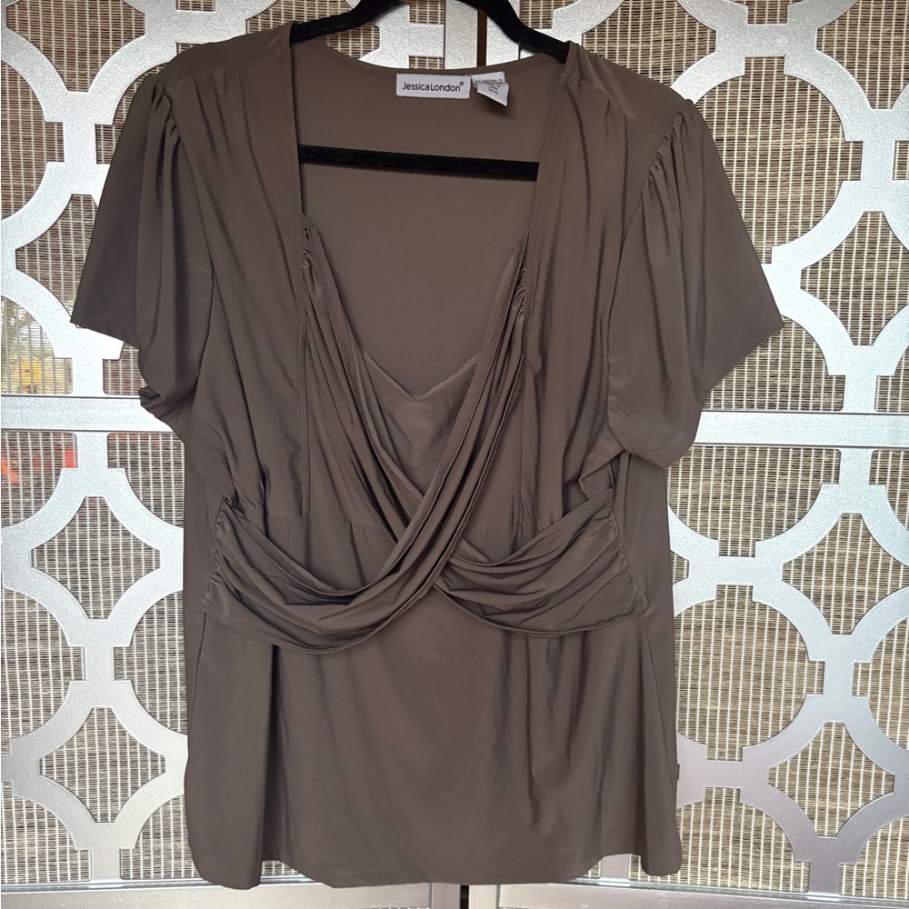 Jessica London Women's Elegant Brown Blouse